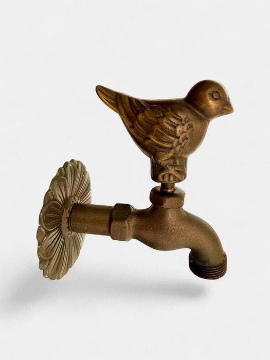 Antique Bronze Bird Garden Tap - Figuur - Brons, Antiquités & Art, Curiosités & Brocante