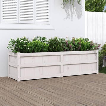 vidaXL Plantenbak 180x50x50 cm massief grenenhout wit, Verzenden, Nieuw