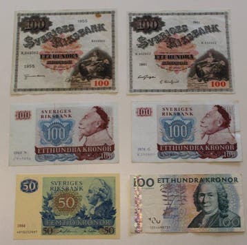 Zweden. - 18 Banknotes - various dates (Zonder minimumprijs)