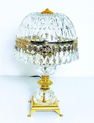 Lampe de table - Cristal, Laiton - Lampe en Cristal Bohème, Antiquités & Art