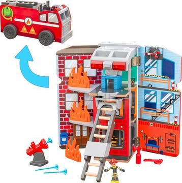 KidKraft Houten brandweerkazerne met 17 accessoires, lich..., Verzenden, Nieuw