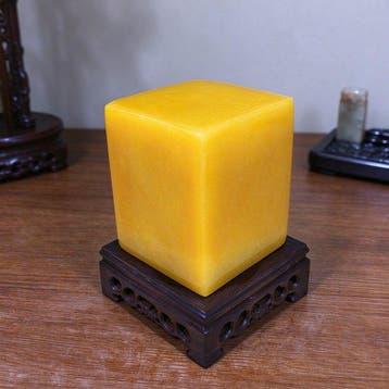 Huanglong Jade Kubus - Hoogte: 10 cm - Breedte: 8 cm- 1800 g, Verzamelen