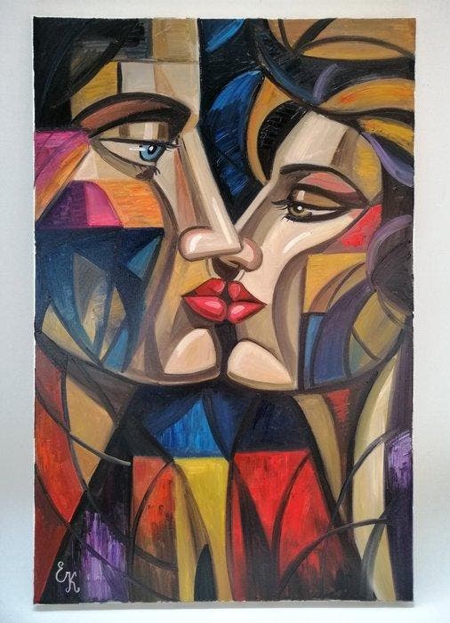 Elena Khmeleva - Lamour éternel. Large, Antiquités & Art, Art | Peinture | Moderne