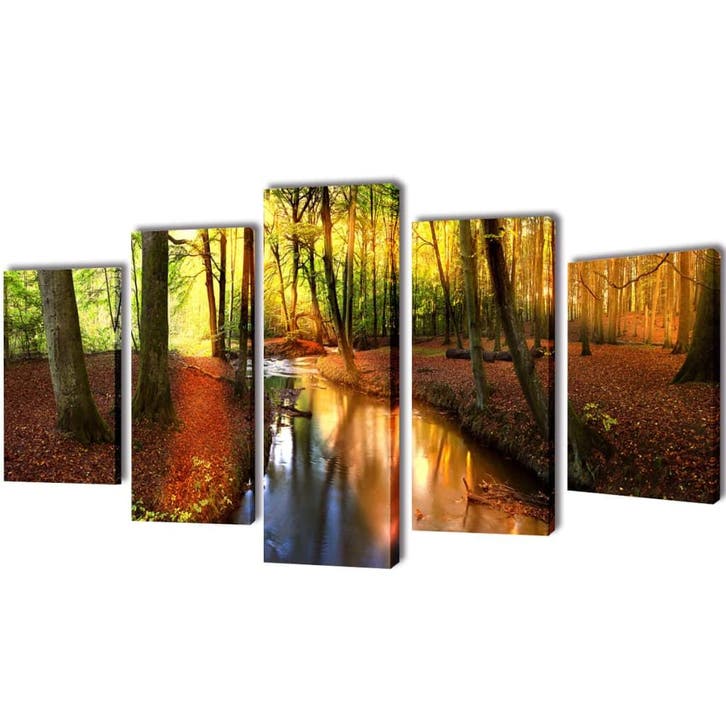 vidaXL Wandprintset bos 200 x 100 cm, Verzamelen, Posters, Nieuw, Verzenden