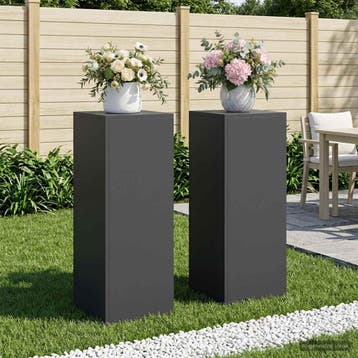vidaXL Plantenstand 2 pcs Zwart 30 x 30 x 80 cm Staal, Verzenden