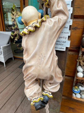 Culun Asilo - sculptuur, Clown Skulptur am Seil - 65 cm -, Antiek en Kunst
