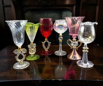 Kelk (6) - Glas - Vintage Murano-stijl