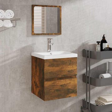 vidaXL Badkamerkast met spiegel bewerkt hout gerookt, Verzenden, Nieuw