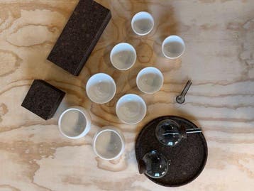 Maarten Baptist - JADE coffee cups - dark brown coasters -