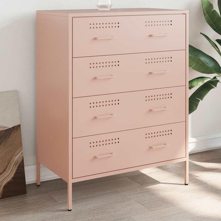 vidaXL Dressoir 68x39x89 cm staal roze, Huis en Inrichting, Kasten | Dressoirs, Nieuw, Verzenden
