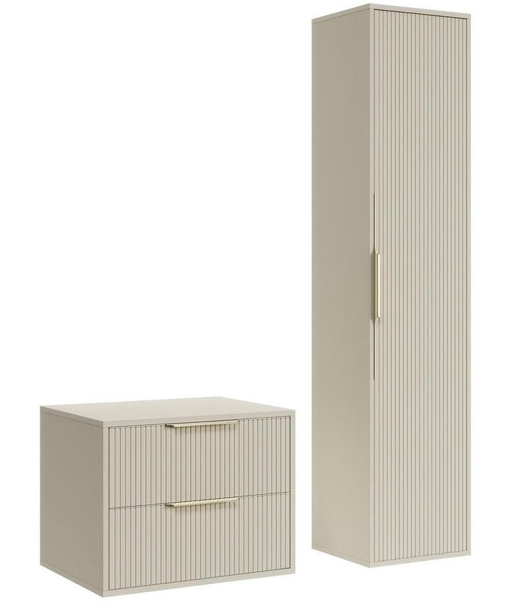 Wastafelkast Rimini 60 cm - Beige -  Badmeubel met Kolomkast, Huis en Inrichting, Badkamer | Badkamermeubels, Nieuw, Verzenden