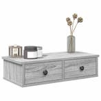 vidaXL Wandschap met lades 60x28x15 cm bewerkt hout grijs, Verzenden, Nieuw