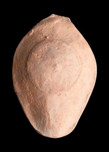 Byzantijns Terracotta Slipper-olielamp met geometrische