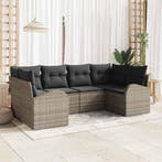 vidaXL Tuinbank Set met kussen 6 pcs Grijs Poly Riet, Verzenden