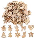 Houten Kerst Winterfiguurtjes mix 50 stuks met Sneeuwman, Nieuw