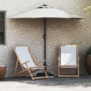 vidaXL Tuinparasol Zand 294 x 150 x 223 cm Polyester en, Verzenden, Nieuw