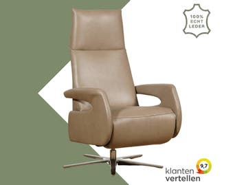 Leren relaxfauteuil Note - Granada Taupe (taupe/bruin) -, Maison & Meubles, Ophalen of Verzenden