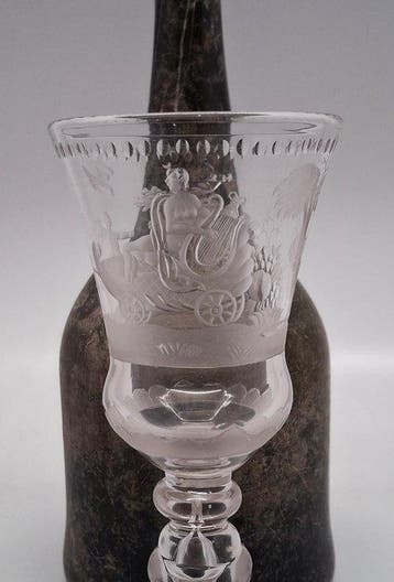 Wijnglas - c1750 Grieks Romeinse Muze Erato - Glas - Nimf