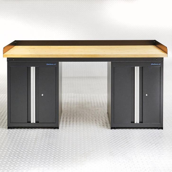 Datona Werkbank PRO bamboe - 2 opbergkasten - 200 cm -, Bricolage & Construction, Établis, Enlèvement ou Envoi