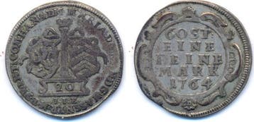 20 Kreuzer 1764 Hanau muntenberg: Wilhelm Ix (i ), 1760-1821, Verzenden, België