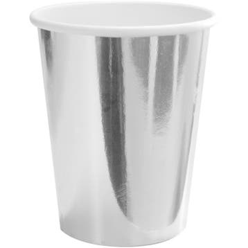 Zilveren Bekers Metallic Karton 250ml 8st, Verzenden