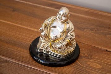 Beeldje - buddha Budai - .925 zilver, laminaat