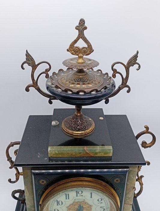 Horloge - A.D. Mougin - Marbre, Bronze - 1850-1900, Antiquités & Art, Antiquités | Horloges