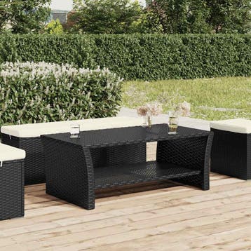 vidaXL Salontafel 100x50x40 cm poly rattan zwart, Huis en Inrichting, Tafels | Salontafels, Verzenden, Nieuw