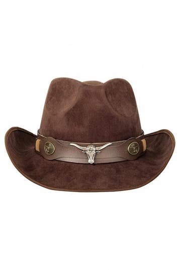 KIMU® Cowboyhoed Donkerbruin Stier Western Rodeo Cowboy Hoed, Kleding | Heren, Ophalen of Verzenden, Nieuw