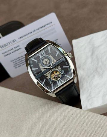 Heritor - Masterson Automatic Open Heart - Silver/Black -, Nieuw