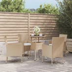 vidaXL 5-delige Bistroset met kussens poly rattan beige, Verzenden, Nieuw