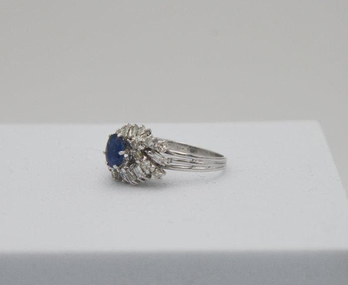 Ring - 18 karaat Witgoud Saffier - Diamant, Bijoux, Sacs & Beauté, Bagues