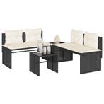 vidaXL 4-delige Loungeset met kussens poly rattan zwart, Verzenden, Loungeset