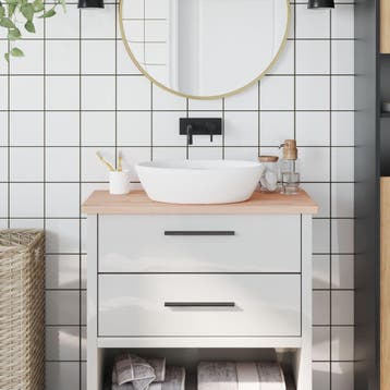vidaXL Wastafelblad 80x40x2,5 cm massief beukenhout, Huis en Inrichting, Keuken | Keukenelementen, Verzenden, Nieuw