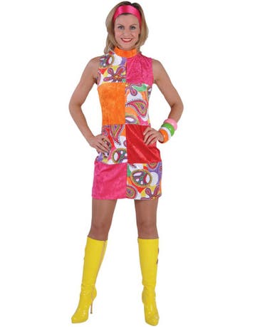 Jaren 70 hippie verkleed kleedje Peace voor dames, Ophalen of Verzenden, Nieuw