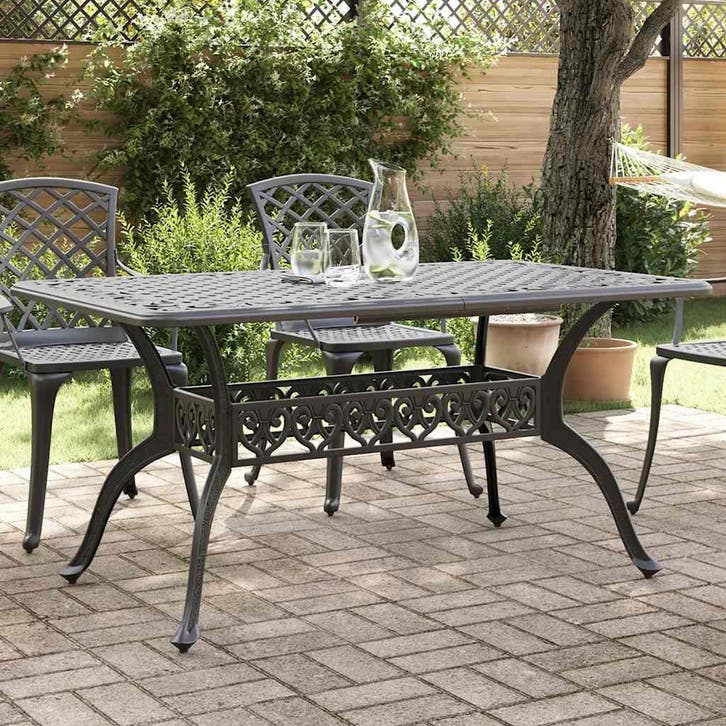 vidaXL Tuintafel 150x90x72 cm gietaluminium zwart, Tuin en Terras, Tuintafels, Nieuw, Verzenden