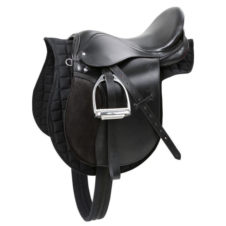 Zadelset pony zwart (incl. - singel,deken,stijgbeug.,-riem), Dieren en Toebehoren, Paarden en Pony's | Overige Paardenspullen