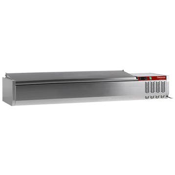 Gekoelde opzetvitrine 7x GN 1/4 - 150 mm, met R.V.S. deksel, Verzenden, Nieuw in verpakking, Koelen en Vriezen