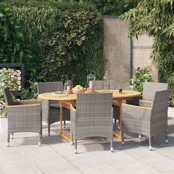 vidaXL 7-delige Tuinset met kussens grijs, Tuin en Terras, Verzenden, Nieuw, Tuinset