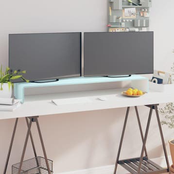 vidaXL TV-meubel/monitorverhoger 110x30x13 cm glas groen, Verzenden