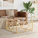 vidaXL Salontafel 80x80x40 cm roestvrij staal en glas, Verzenden