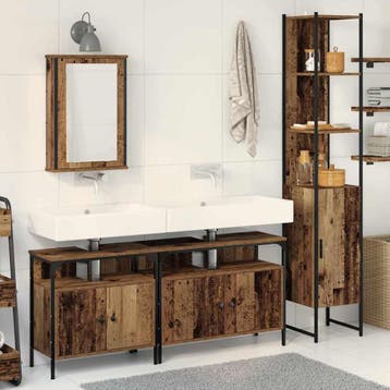 vidaXL Badkamermeubel Set 4 st Oud Hout 33 x 33 x 185,5 cm, Huis en Inrichting, Verzenden, Nieuw