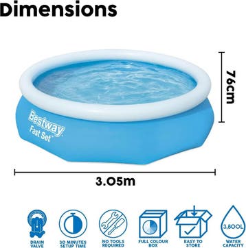 Bestway 10ft Fast set Pool zwembad 305x76cm (Tuin), Ophalen of Verzenden, Nieuw