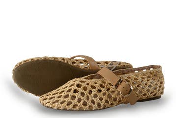 Manfield Ballerinas in maat 39 Beige, Kleding | Dames, Verzenden, Beige, Ballerina's, Zo goed als nieuw