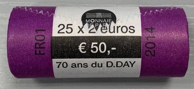 Frankrijk. 2 Euro 2014 D-DAY (25 pieces) in roll (Zonder, Postzegels en Munten, Munten | Europa | Niet-Euromunten