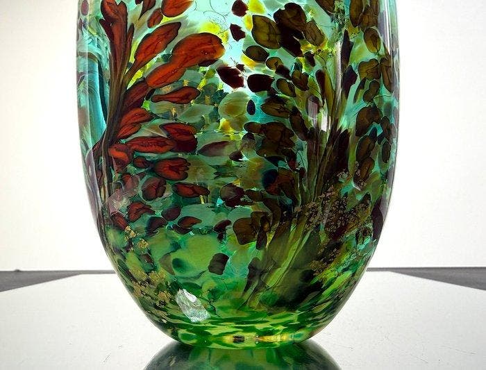 Maxence Parot - Vase - Vase unique couleurs opalines et Or -, Antiquités & Art, Antiquités | Verre & Cristal