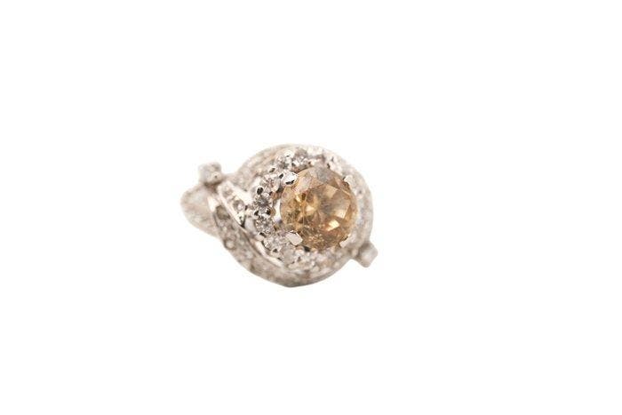 Ring - 19.2 kt. Witgoud Topaas - Diamant - Topaas en, Bijoux, Sacs & Beauté, Bagues