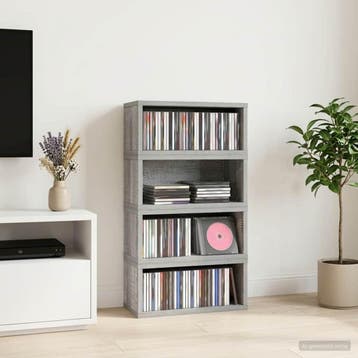 vidaXL CD Opslagrek 4 st Grijs Sonoma 40 x 17 x 17 cm, Verzenden, Nieuw