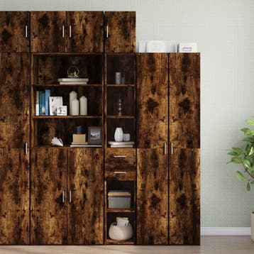 vidaXL Opbergkast smal 30x42,5x225 cm bewerkt hout gerookt, Verzenden