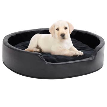 vidaXL Hondenmand 79x70x19 cm pluche en kunstleer zwart, Dieren en Toebehoren, Honden-accessoires, Verzenden, Nieuw